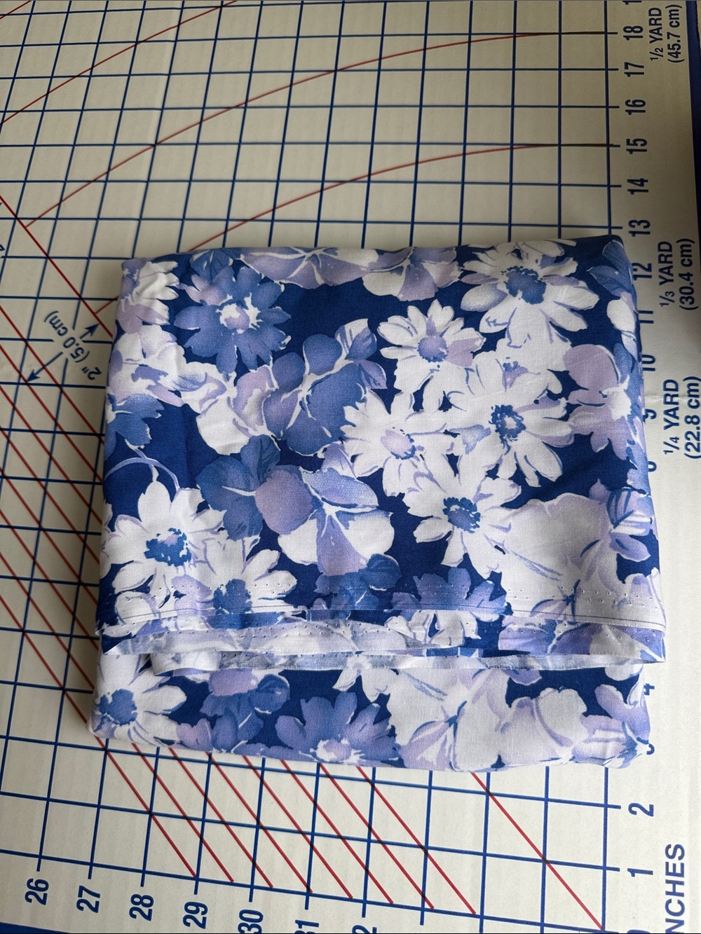 Vintage Blue Floral Challis-Style Apparel Fabric 2 Yards x 52” Smooth Drapey